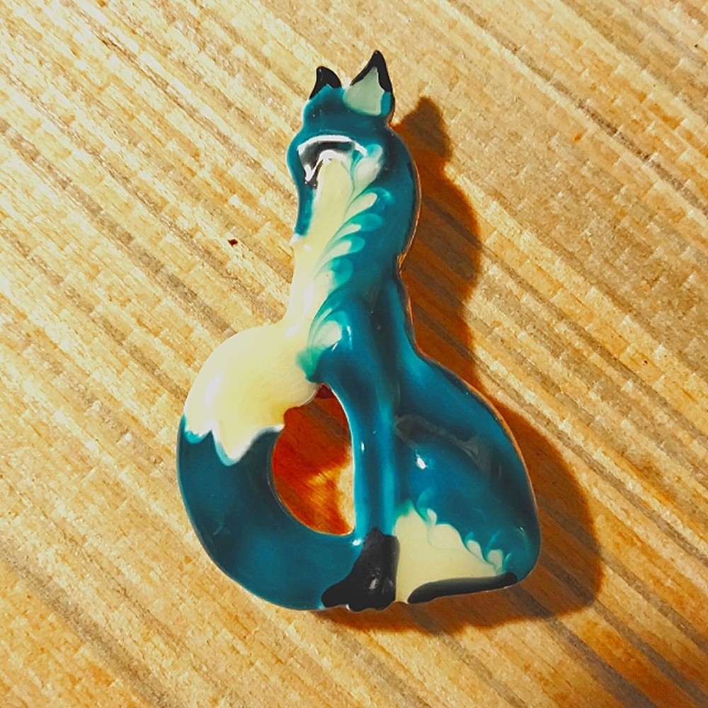 Turquoise Fox Brooch